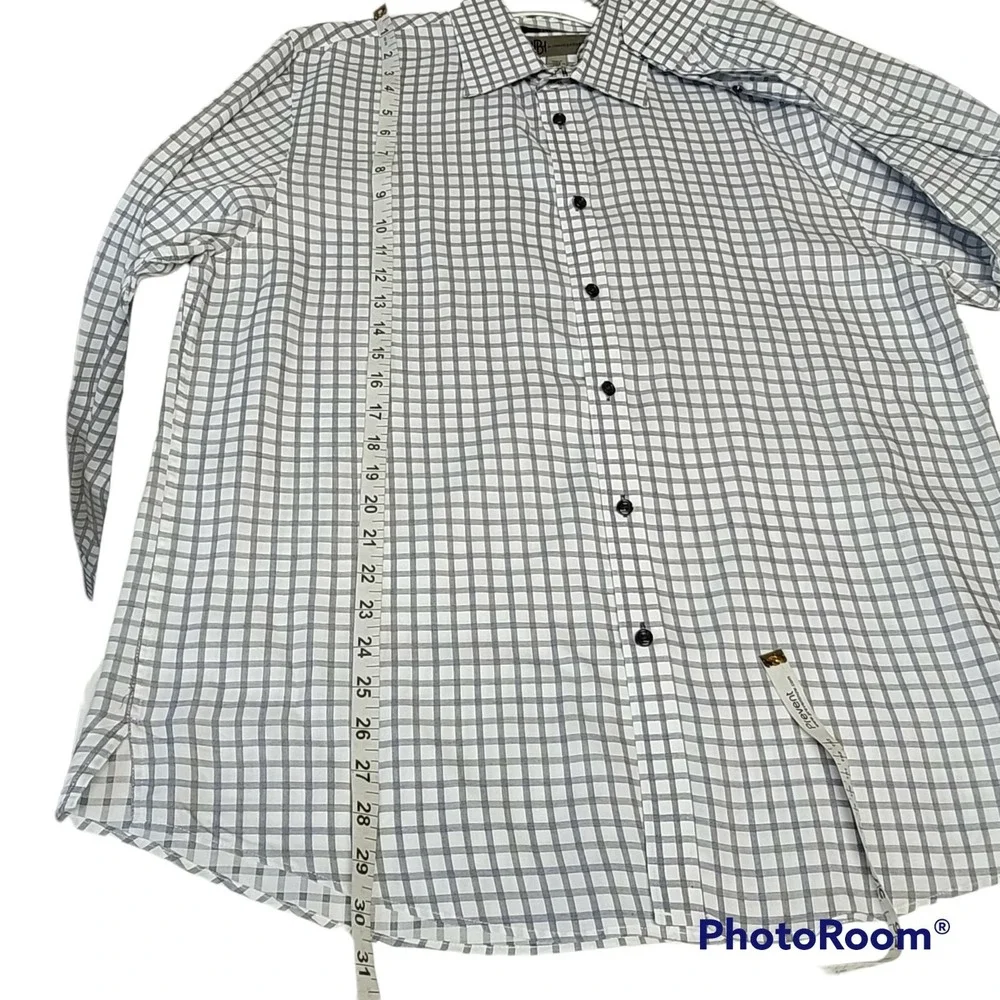 JBH By Jhane Barnes Slim Fit Check Long Sleeve Button Down Collar Shirt Large‎